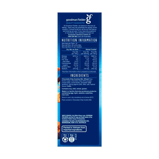 White Wings Soft Centre Choc Chip Cookie Mix - 485g