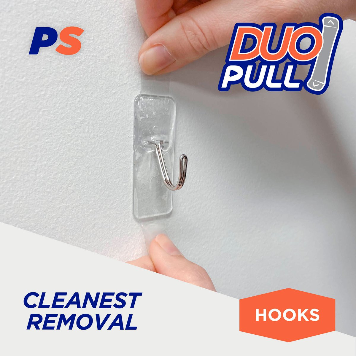 Permastik Medium Clear Kitchen Hooks 4 Pack - Holds 750g - 25mm x 20mm x 60mm