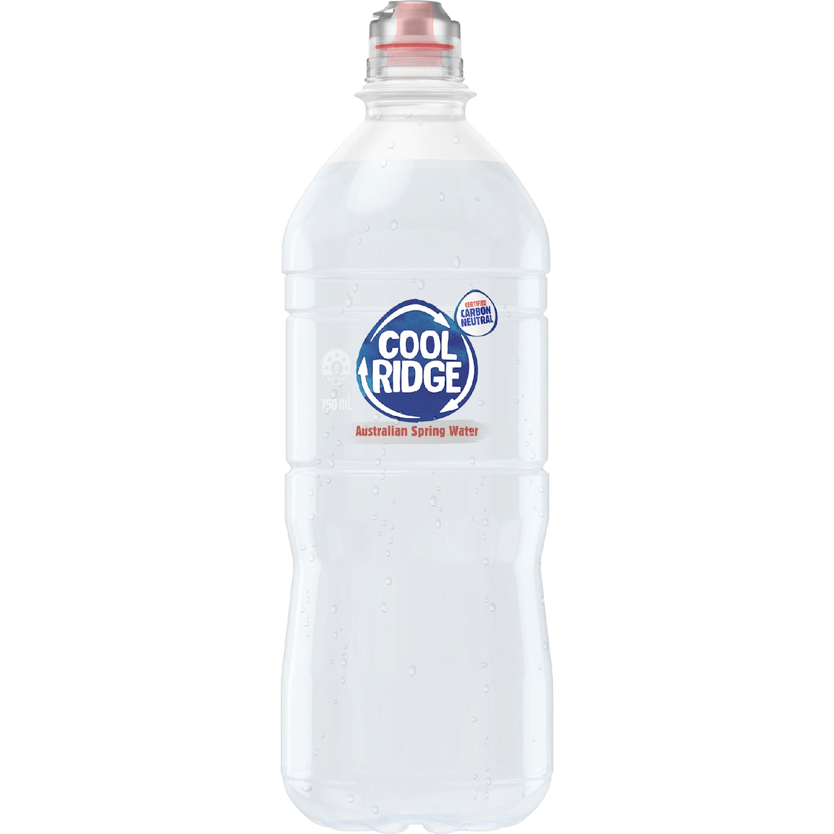 Cool Ridge Still Spring Water Bottle With Cap Australian 100% Recycled 750ml