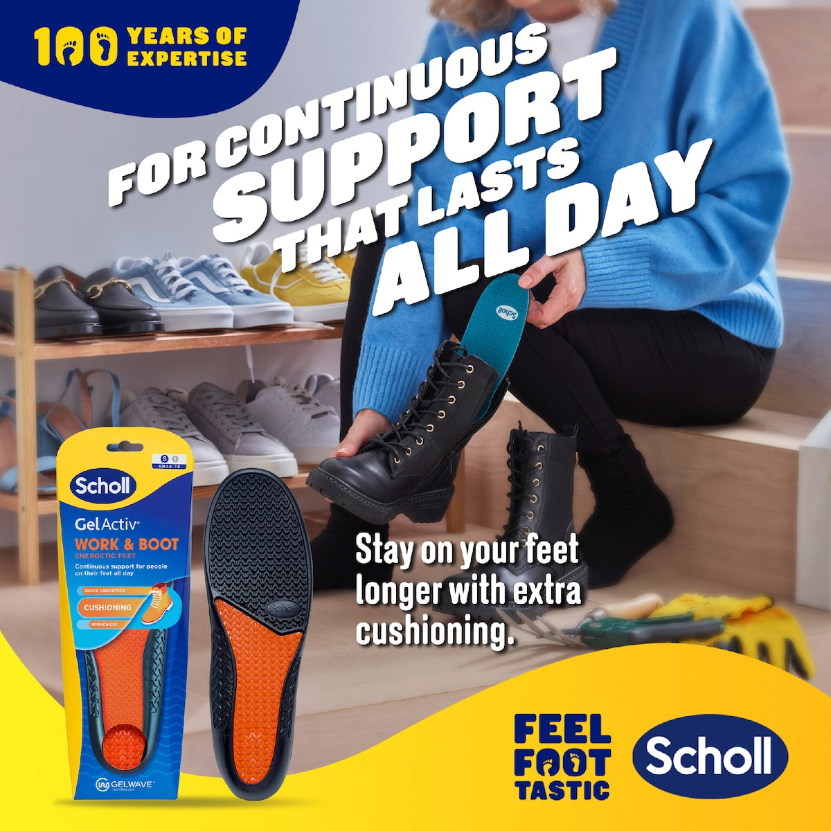 Scholl Gel Activ Work & Boot Insoles Small Pair Each