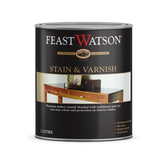 Feast Watson Stain and Varnish - 1L - Aged Teak - Oil Based - Satin