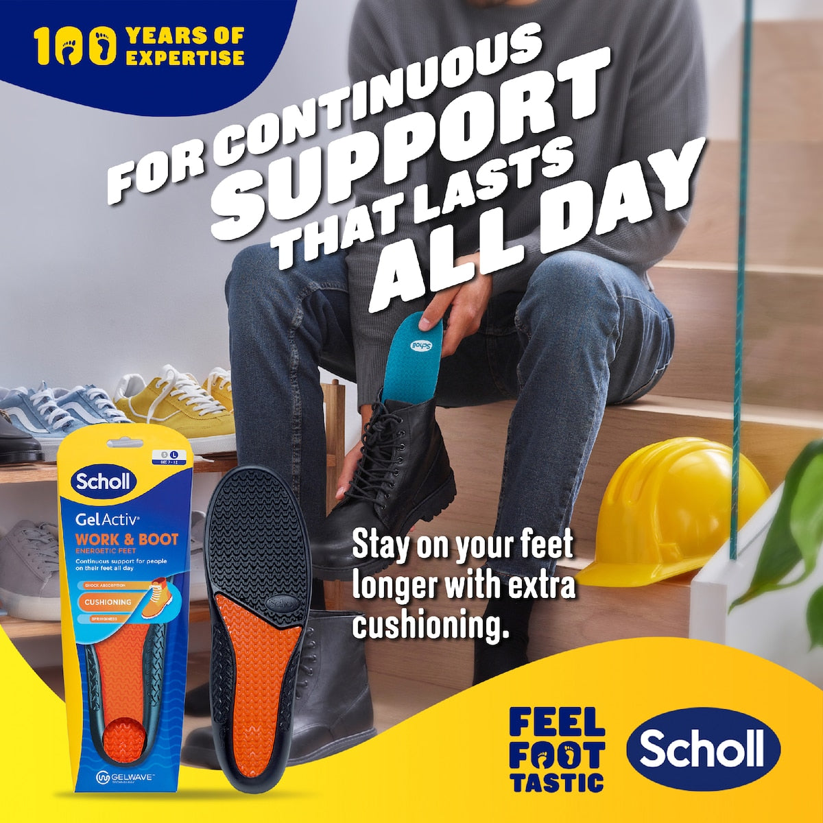 Scholl Gel Activ Work & Boot Insoles Large Pair Each