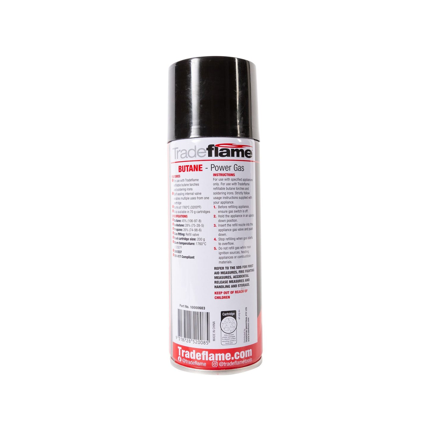 Tradeflame Butane Gas Cartridge - 200g