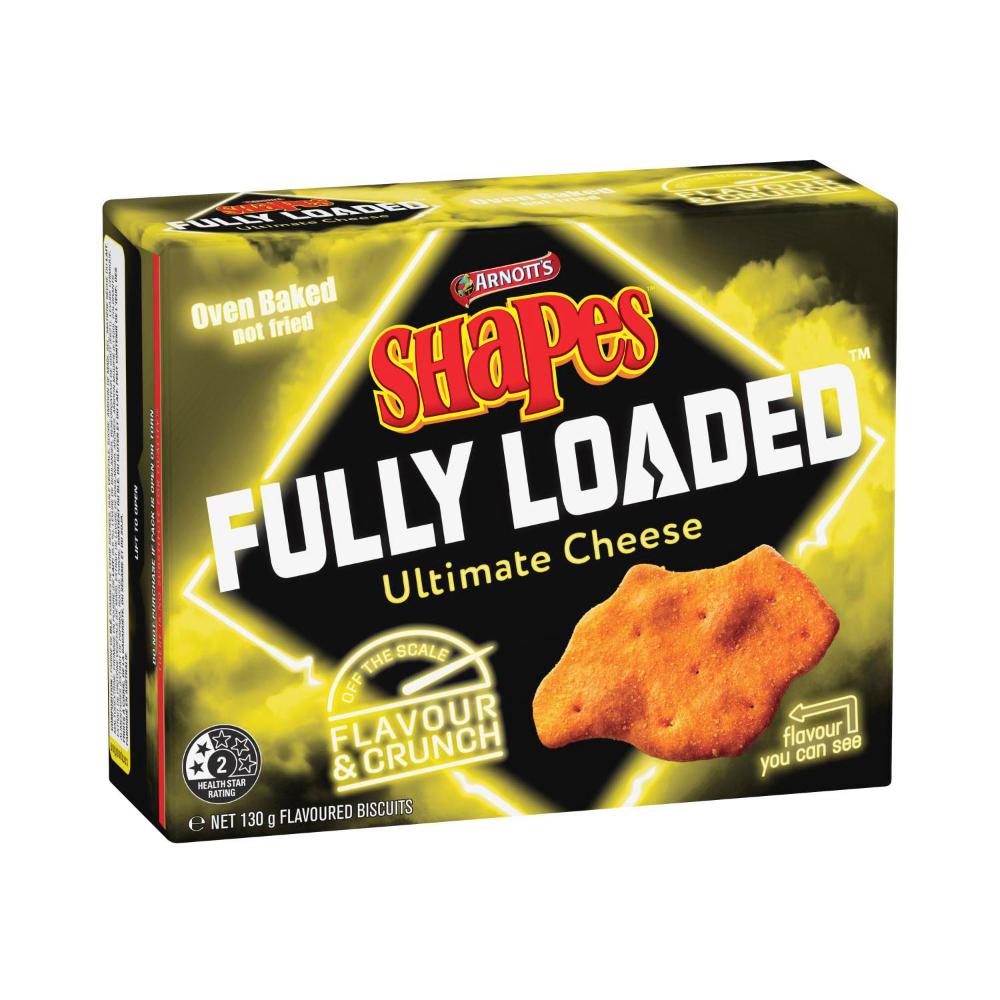 Arnott's Shapes Fully Loaded Crackers Ultimate Cheese - 130g