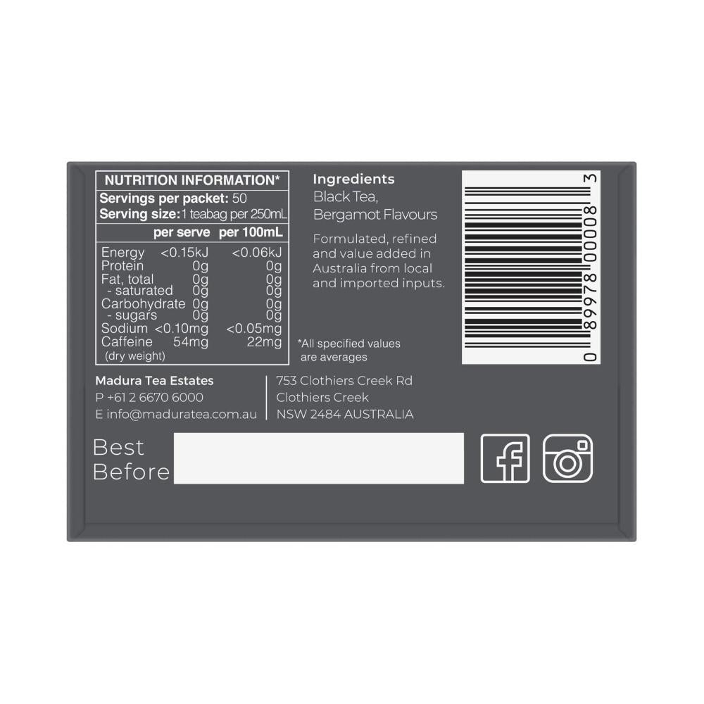 Madura Earl Grey Tea Bags 50 Pack - 100g