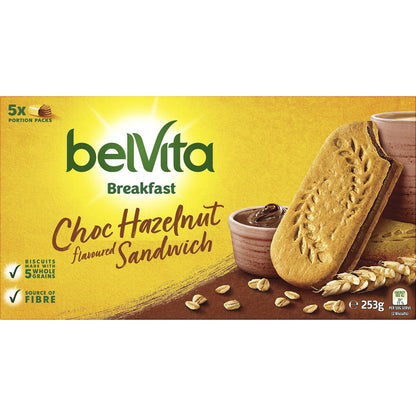 Belvita Choc Hazelnut Sandwich Breakfast Biscuits 5 Pack 253g