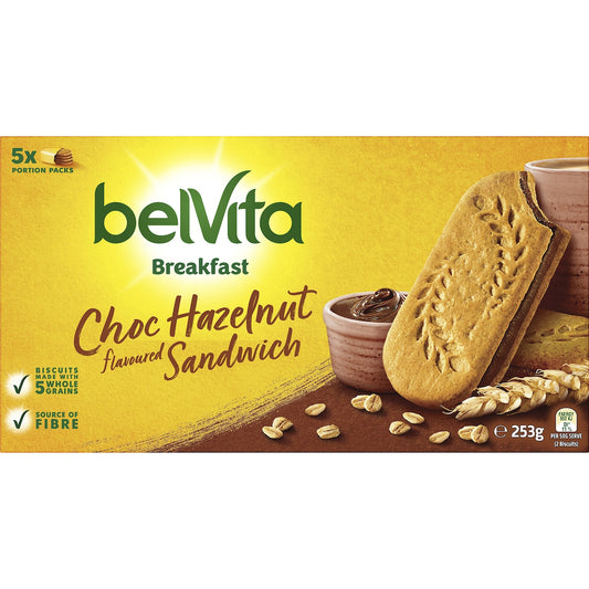 Belvita Choc Hazelnut Sandwich Breakfast Biscuits 253g 5 Pack