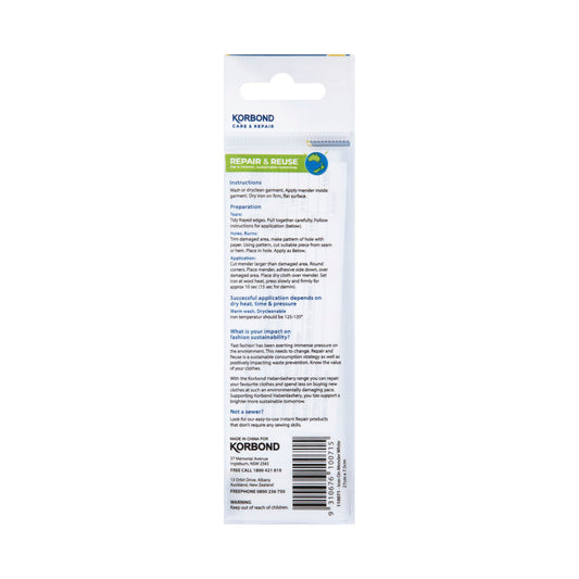 Korbond White Iron On Menders - 1 each