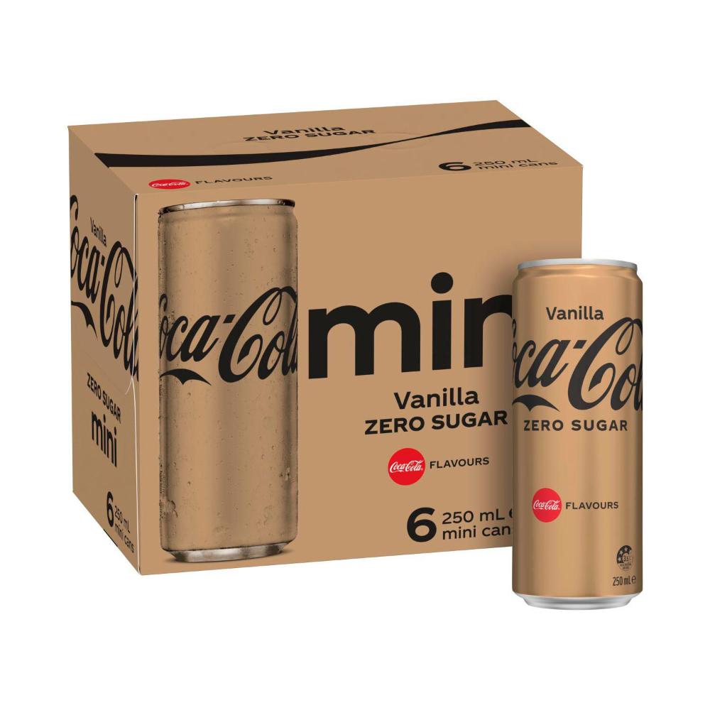 Coca-Cola Zero Sugar Vanilla Soft Drink Multipack Mini Cans 6x250ml