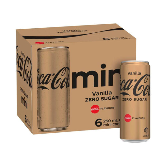 Coca-Cola Zero Sugar Vanilla Soft Drink Multipack Mini Cans 6x250ml