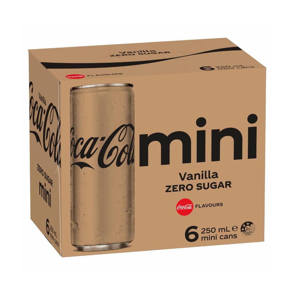 Coca-Cola Zero Sugar Vanilla Soft Drink Multipack Mini Cans 6x250ml
