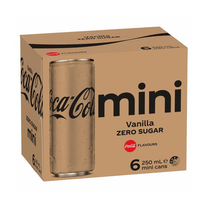 Coca-Cola Zero Sugar Vanilla Soft Drink Multipack Mini Cans 6x250ml
