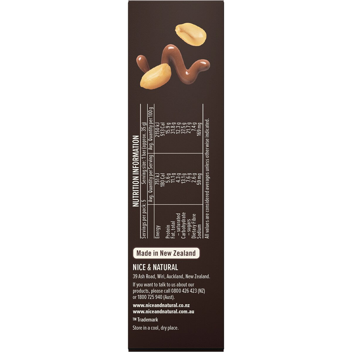 Nice & Natural Nut Butter Bars Peanut Butter With Milk Choc 5 Pack