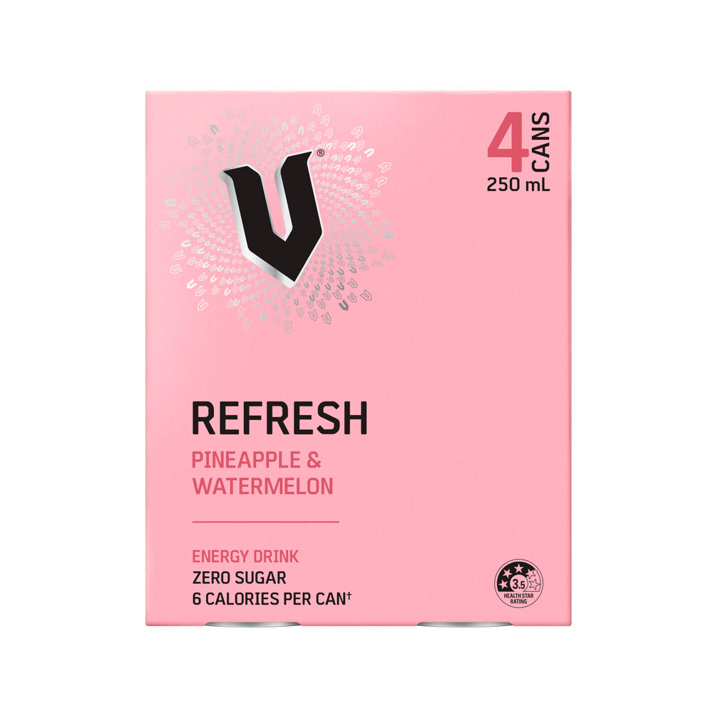 V Energy Refresh Drink Pineapple Watermelon 4x250ml - 4 pack