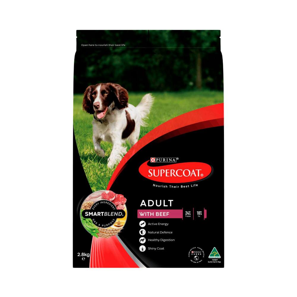 Supercoat Adult With Beef Dry Dog Food - 2.8kg