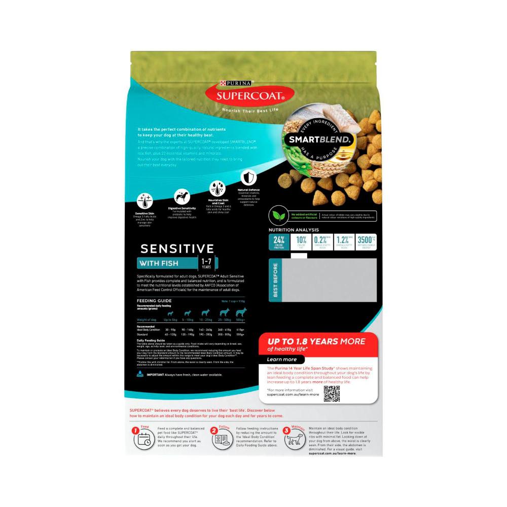 Supercoat Adult Sensitive With Fish Dry Dog Food - 2.6kg
