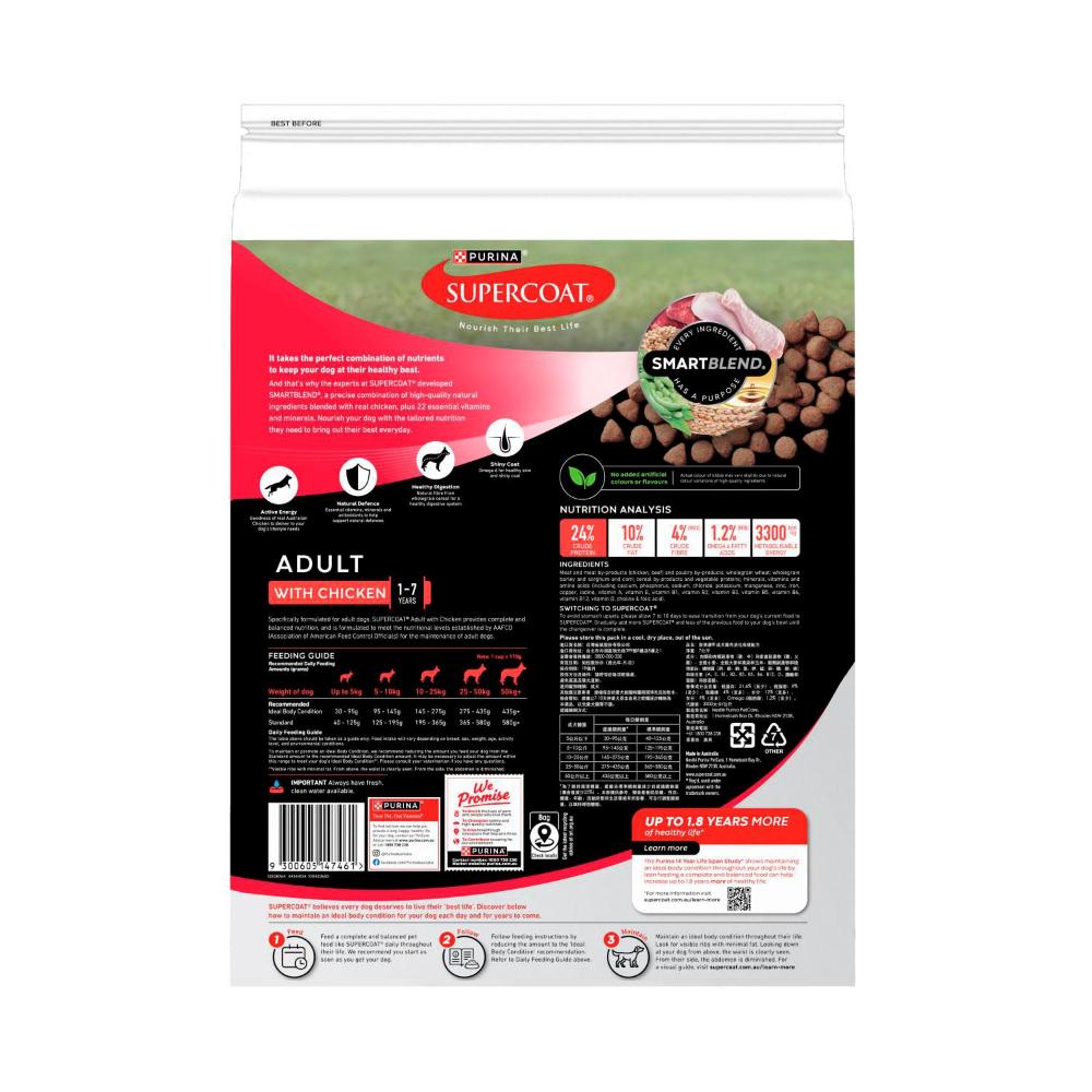 Supercoat Smartblend Adult Chicken Dry Dog Food - 7kg