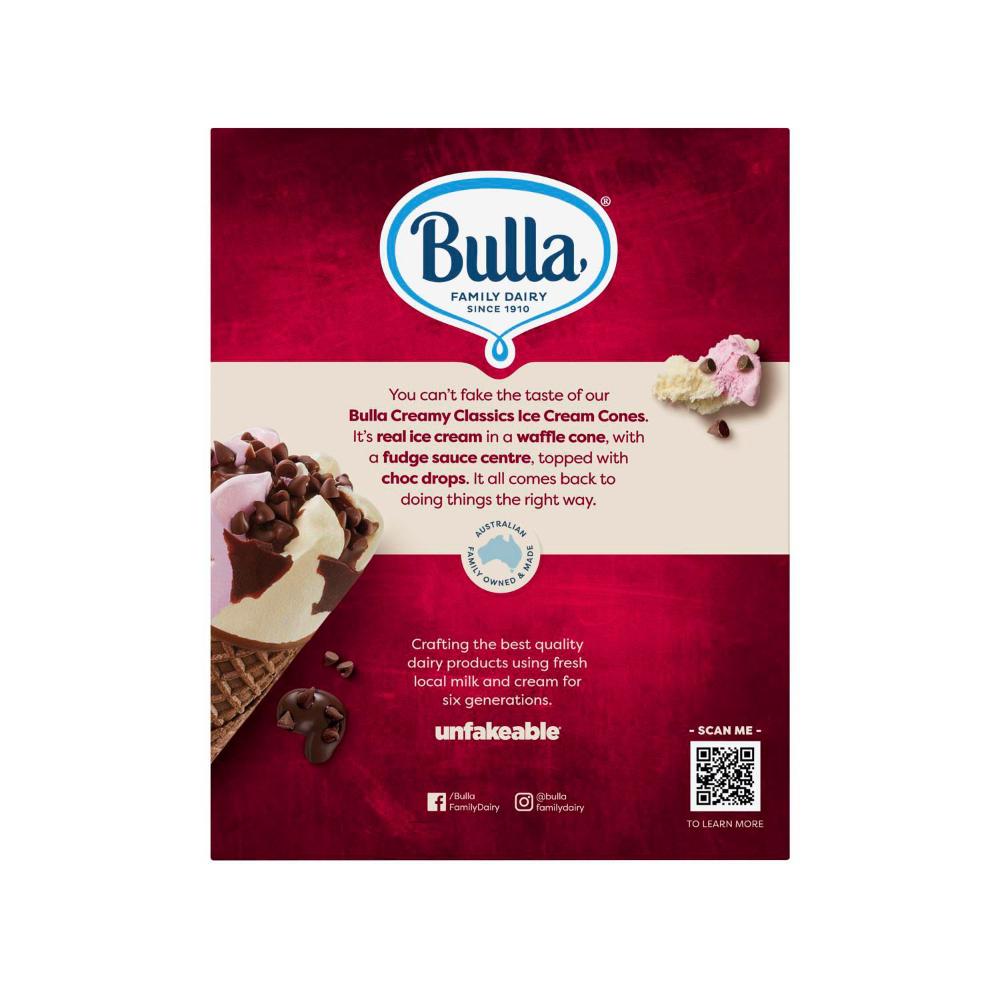 Bulla Creamy Classics Neapolitan Cone 4 Pack - 520mL