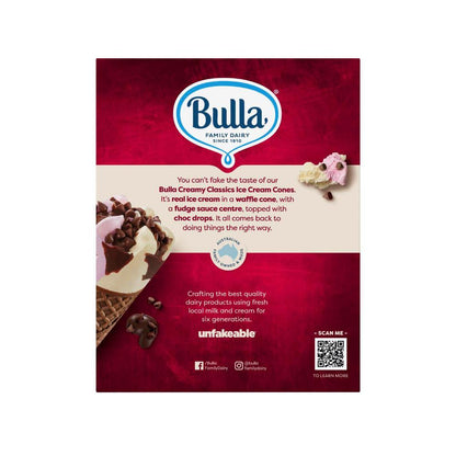 Bulla Creamy Classics Neapolitan Cone 4 Pack - 520mL