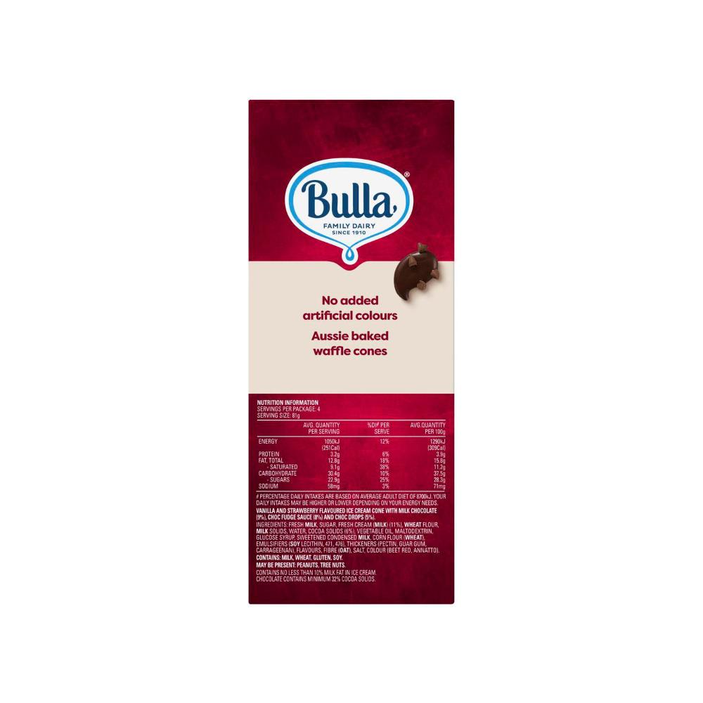 Bulla Creamy Classics Neapolitan Cone 4 Pack - 520mL