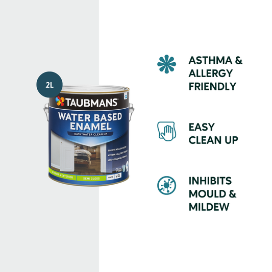 Taubmans White Semi Gloss Water Based Enamel Paint - 2L