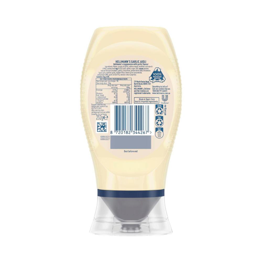 Hellmann's Squeeze Aioli Mayo - 252g