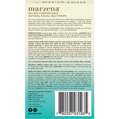 Marzena Natural Facial Wax Strips 20 Pack