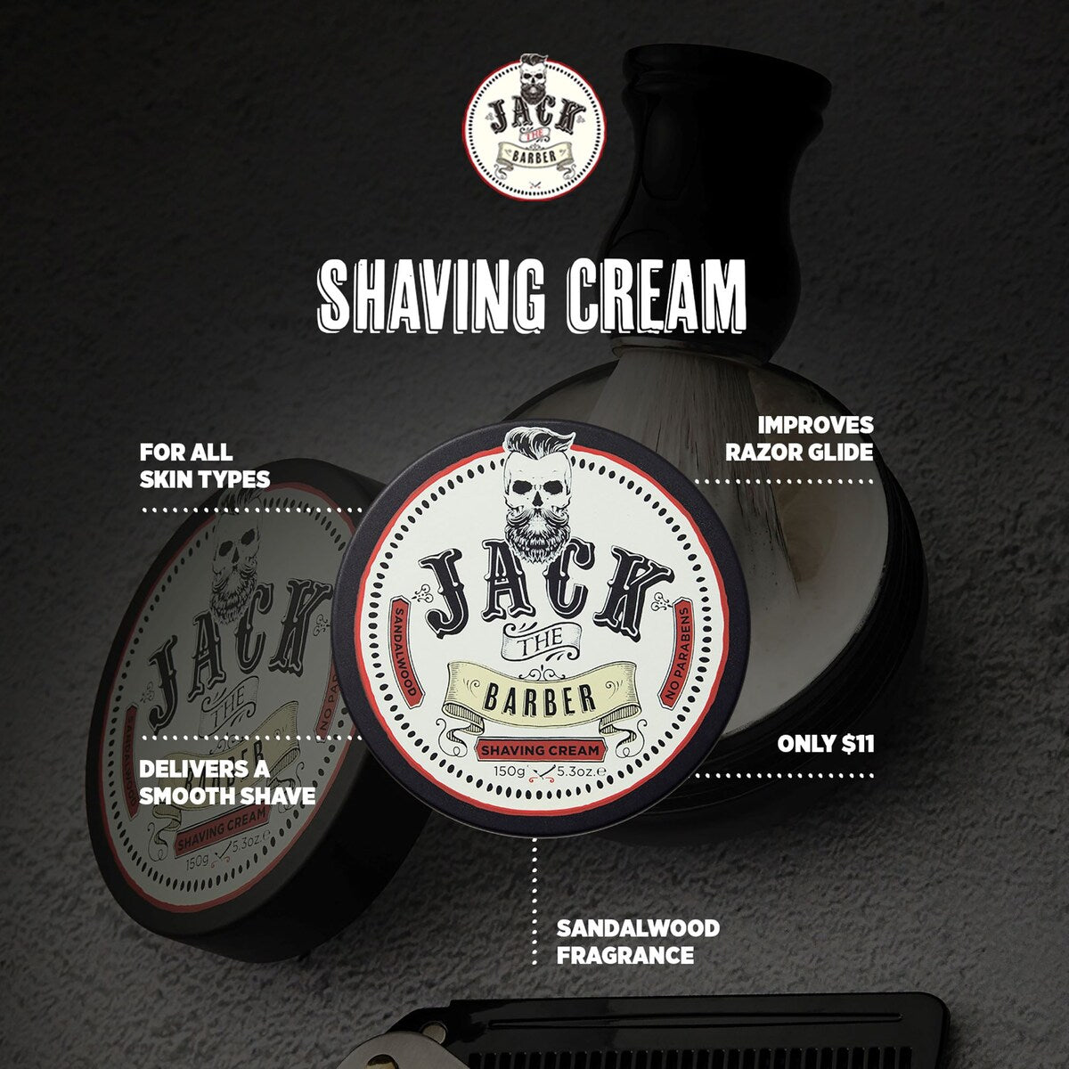 Jack The Barber Shaving Cream 150g