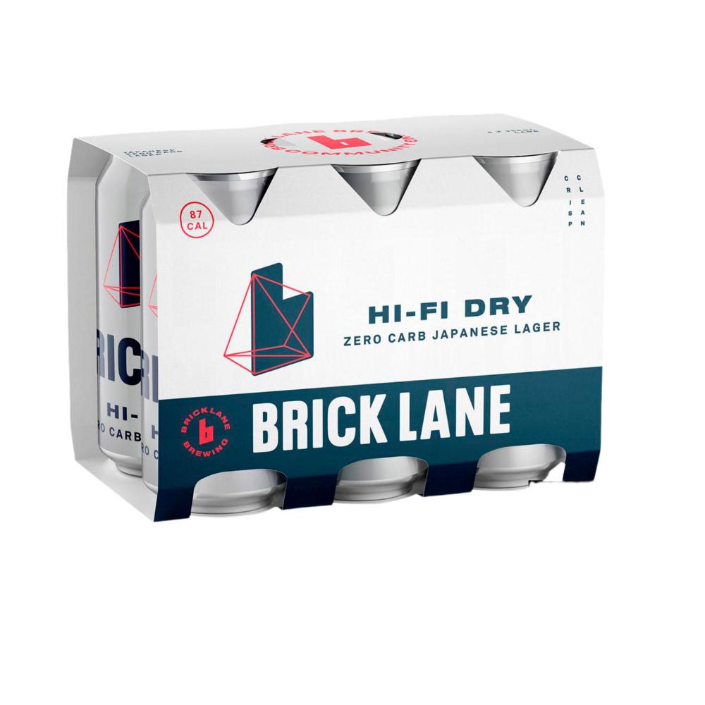 Brick Lane Hi-fi Dry Japanese No Carb Lager Can 355ml - 6 Pack