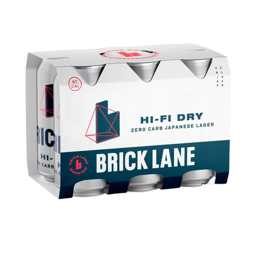 Brick Lane Hi-fi Dry Japanese No Carb Lager Can 355ml - 6 Pack