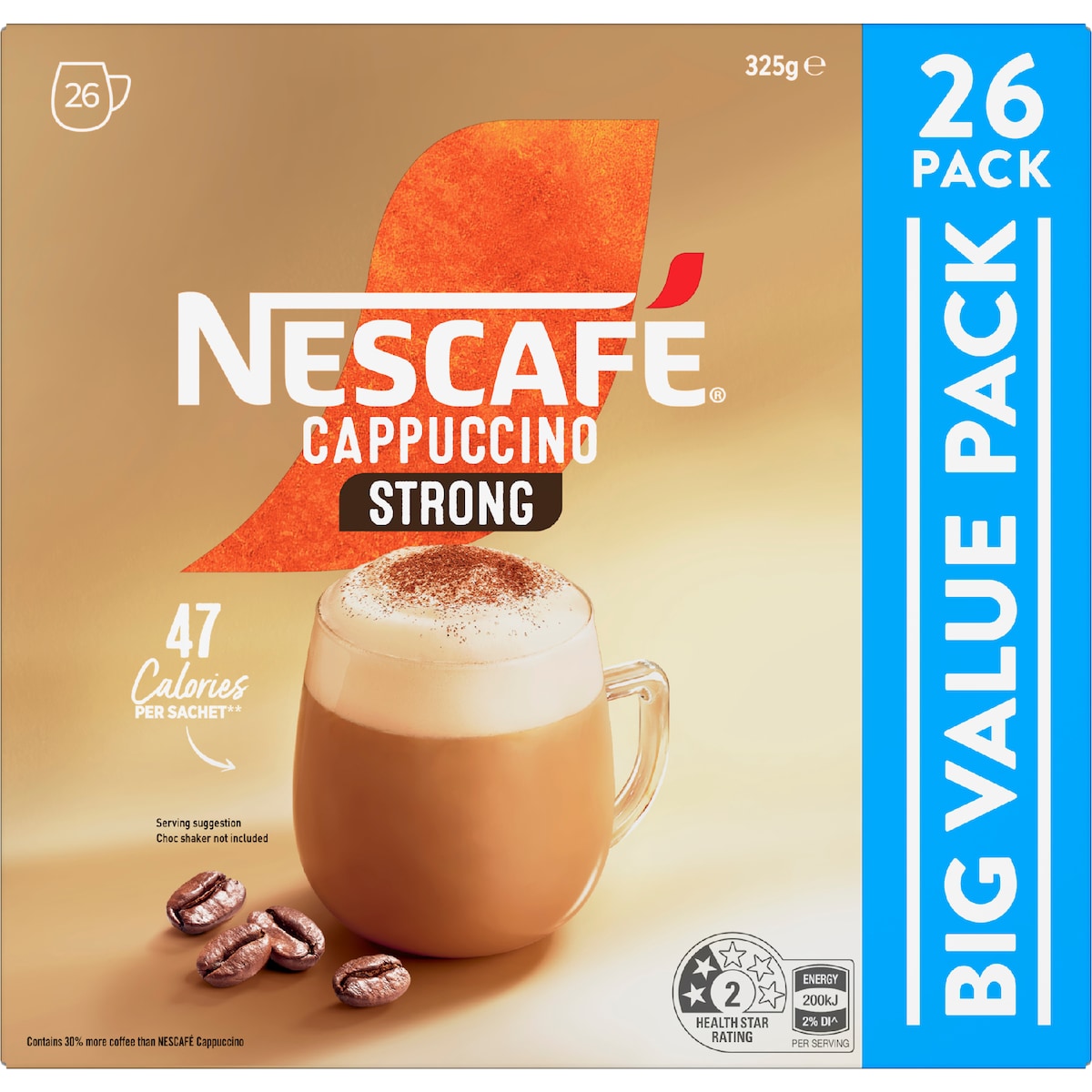 Nescafe Strong Cappuccino Coffee Sachets 26 Pack
