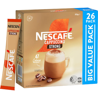 Nescafe Strong Cappuccino Coffee Sachets 26 Pack