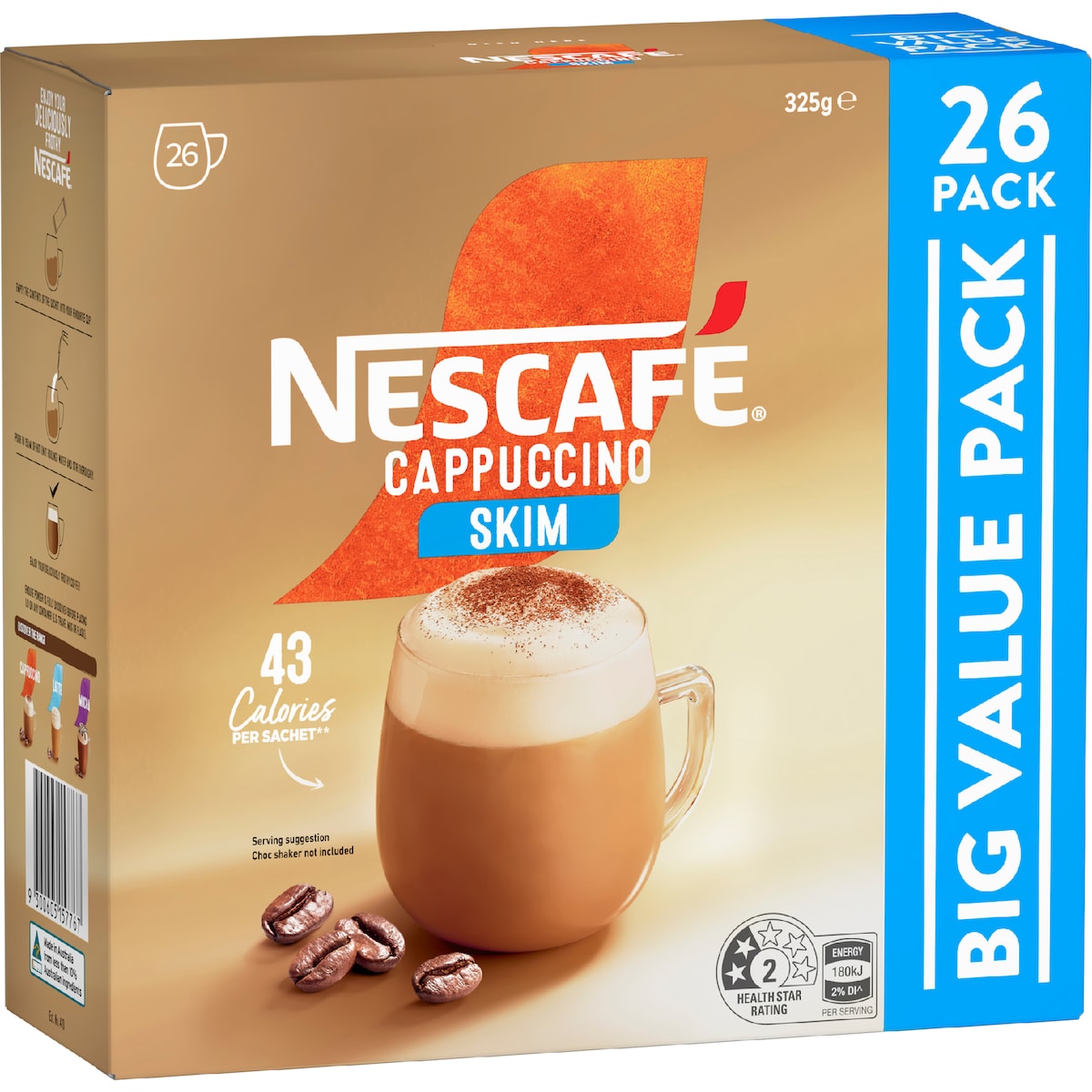 Nescafe Coffee Sachets Skim Cappuccino 26 Pack