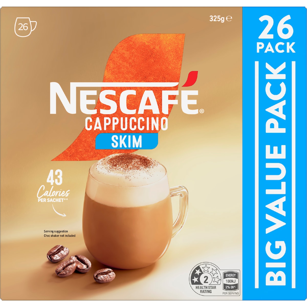 Nescafe Coffee Sachets Skim Cappuccino 26 Pack