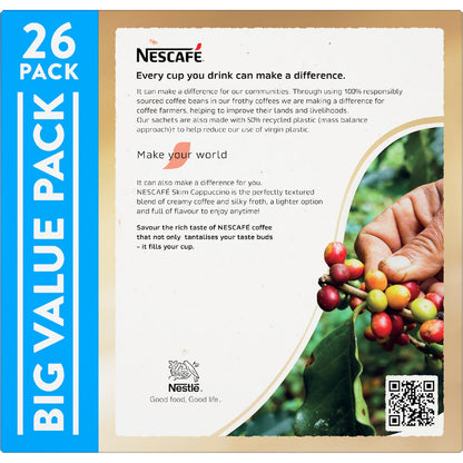 Nescafe Coffee Sachets Skim Cappuccino 26 Pack