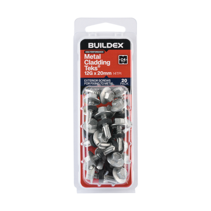 Buildex Cladding Fencing Teks Screws - 12g x 20mm - 20 Pack