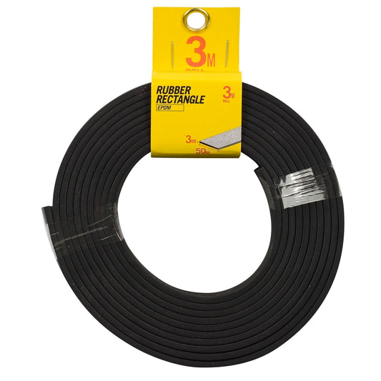 Moroday Black Rectangle Rubber - 50mm x 3mm x 3m