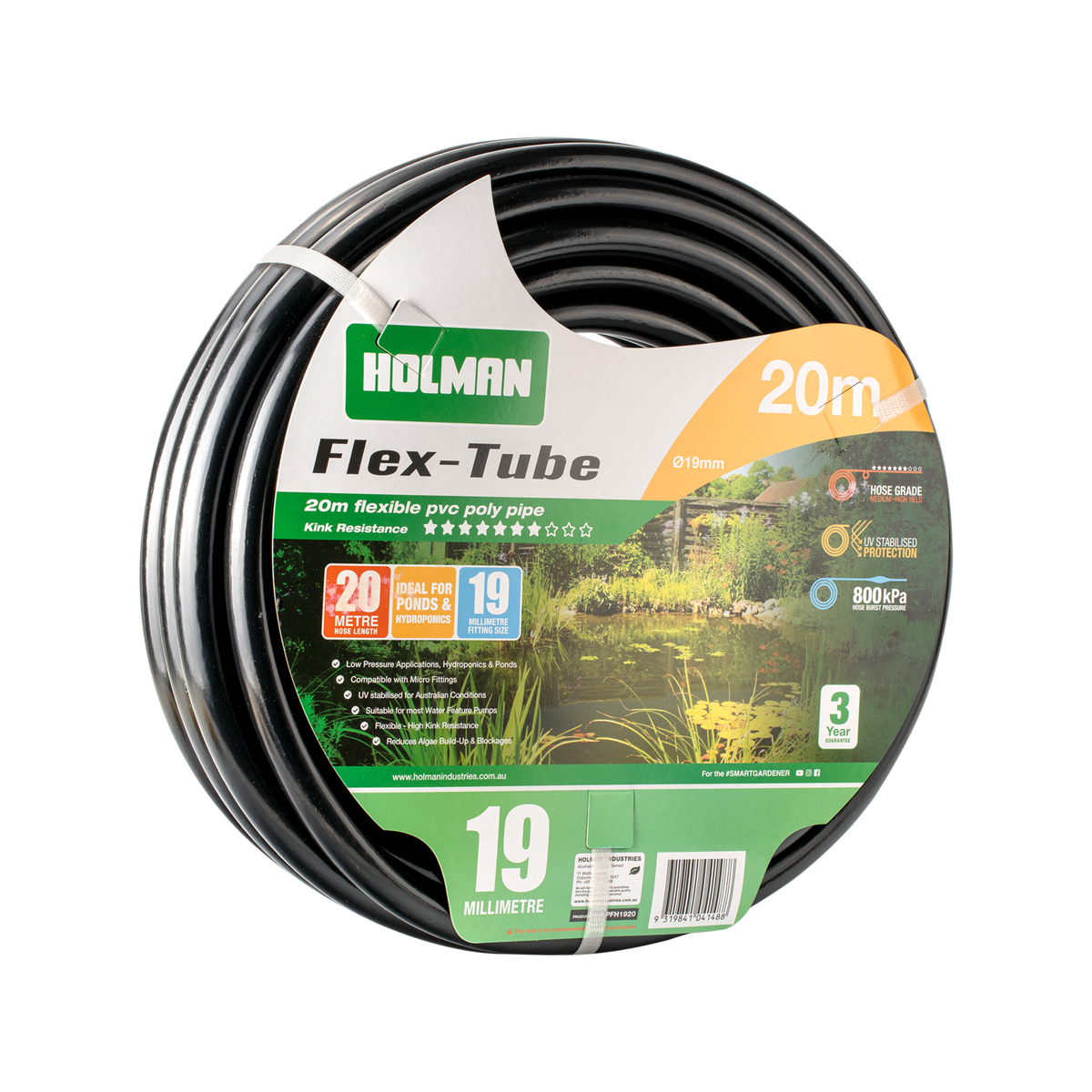 Holman 19mm Flex Tube 20m PVC Reduces Algae Build-Up Black