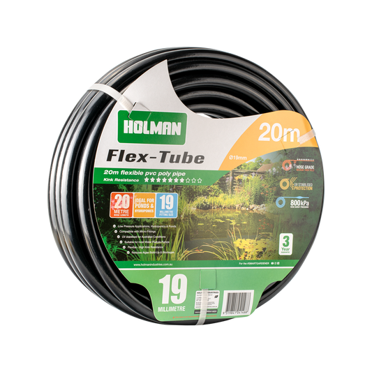 Holman 19mm Flex Tube 20m PVC Reduces Algae Build-Up Black
