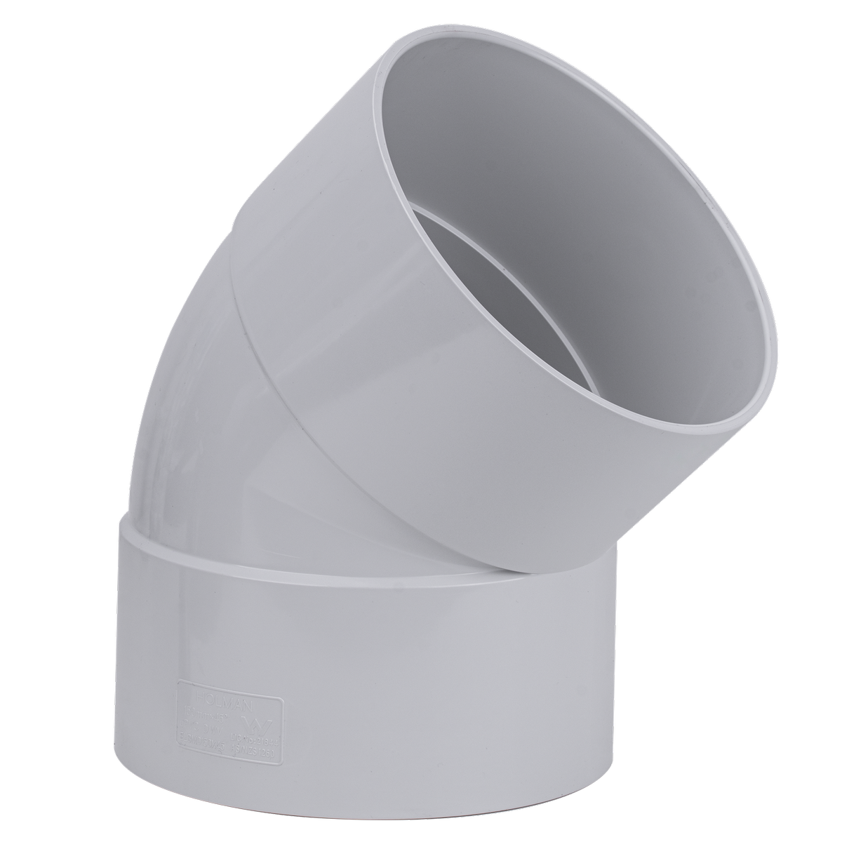 Holman Plain Bend - 150mm - PVC - Female to Female 45°