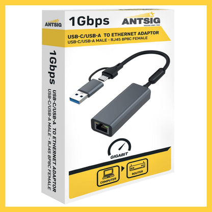 Antsig USB C USB A to Ethernet Adapter