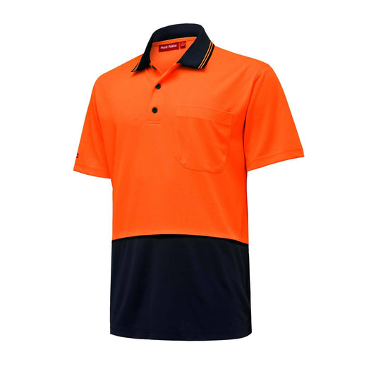 Hard Yakka Hi Vis Short Sleeve Polo - 3XL - Orange/Navy