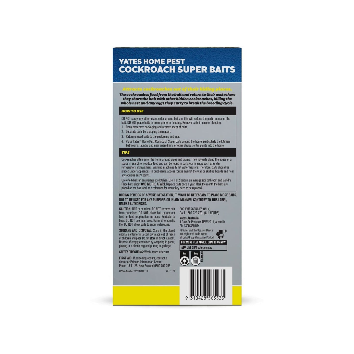 Yates Home Pest Cockroach Super Baits - 8 Pack