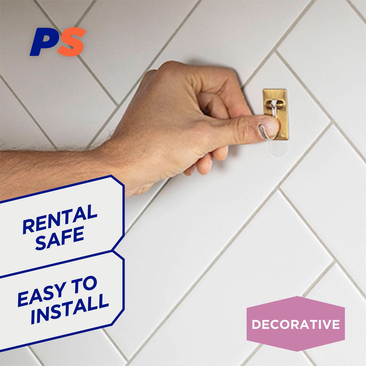 Permastik Small Brass Kitchen Hooks 6 Pack - 110mm x 180mm - Holds 500g