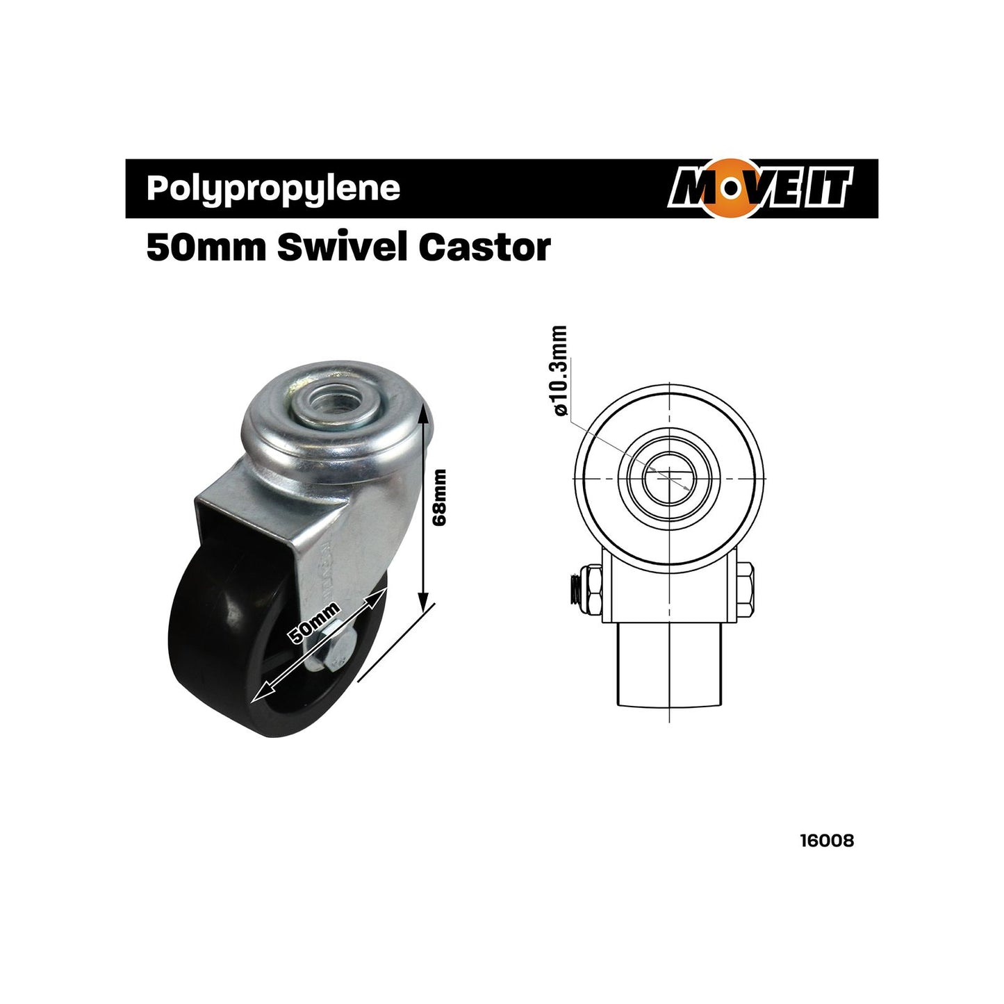 Move It Bolt Hole Castor - 50mm