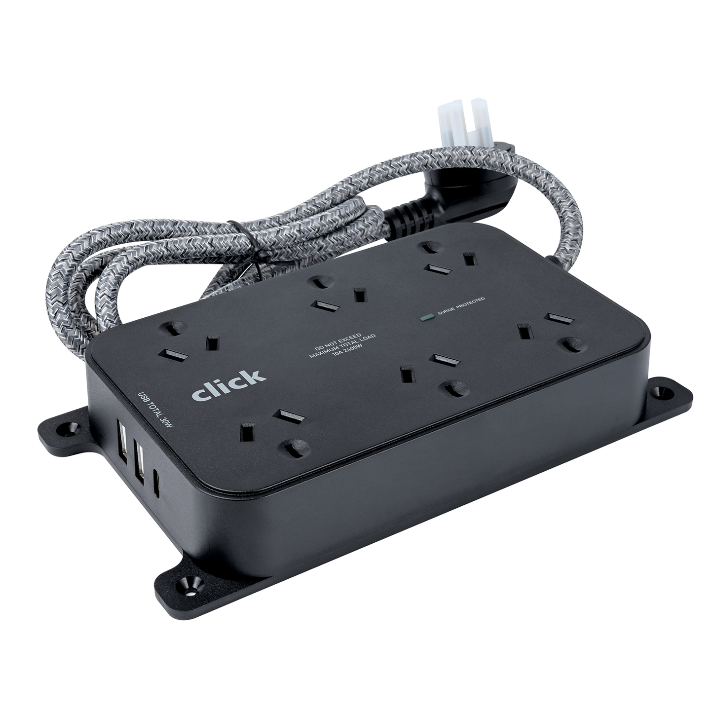 Click Powerboard - 6 Outlet - 30W USB