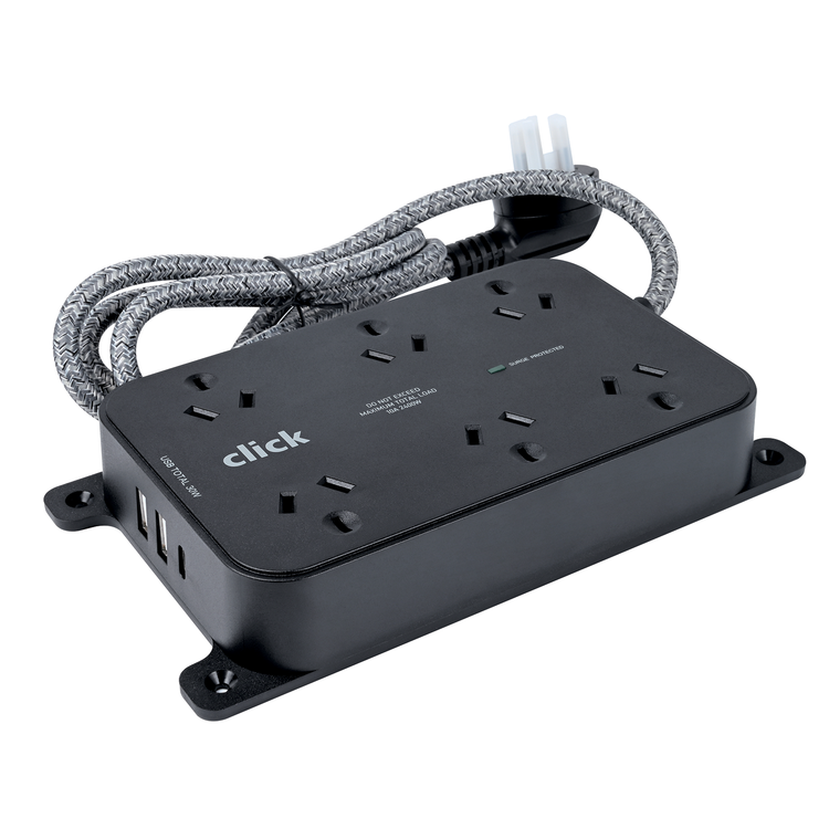 Click 6 Outlet 30W USBPowerboard