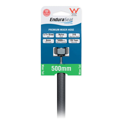 Enduraseal Silver Flexible Braided Water Mixer Hose - 500mm
