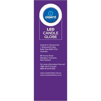 Olsent Led Candle Bc 5.5w 480lm Ww Globe 5.5 Watt 2 Pack
