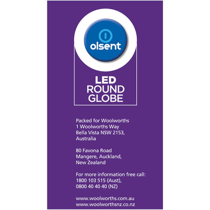 Olsent Led Round Bc 5.5w 500lm Ww Round Globe 5.5 Watt 2 Pack